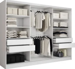 Zestawy Mebli Do Przedpokoju|Szafy Trzydrzwiowe>BROMARKT Biała szafa przesuwna z lustrem 250cm TOP biały