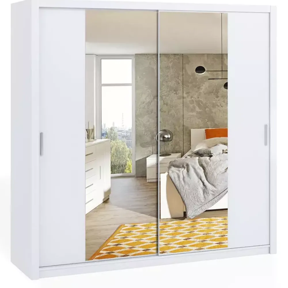 Zestawy Mebli Do Sypialni|Zestawy Mebli Do Przedpokoju>GiB Meble Biała szafa przesuwna z lustrami 220 cm BELLA biały