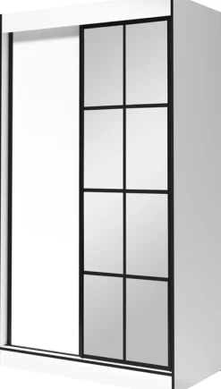 Szafy Dwudrzwiowe|Szafy Do Przedpokoju>JUREK Biała szafa przesuwna z lustrem i półkami 120 cm OLAS biały