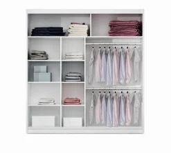 Szafy Dwudrzwiowe|Szafy Z Lustrem>Stolar Biała szafa przesuwna z lustrem i półkami 200 cm VOTIS biały