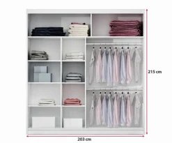 Szafy Dwudrzwiowe|Szafy Z Lustrem></noscript>Stolar Biała szafa przesuwna z lustrem i półkami 200 cm VOTIS biały