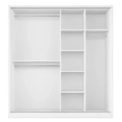 Zestawy Mebli Do Sypialni|Szafy Dwudrzwiowe></noscript>lenart. Biała szafa przesuwna z lustrem 180 cm półki drążek ARTI biały