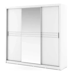 Zestawy Mebli Do Sypialni>lenart. Biała szafa przesuwna z lustrem 250 cm do sypialni IDEA