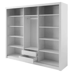 Zestawy Mebli Do Sypialni>lenart. Biała szafa przesuwna z lustrem 250 cm do sypialni IDEA