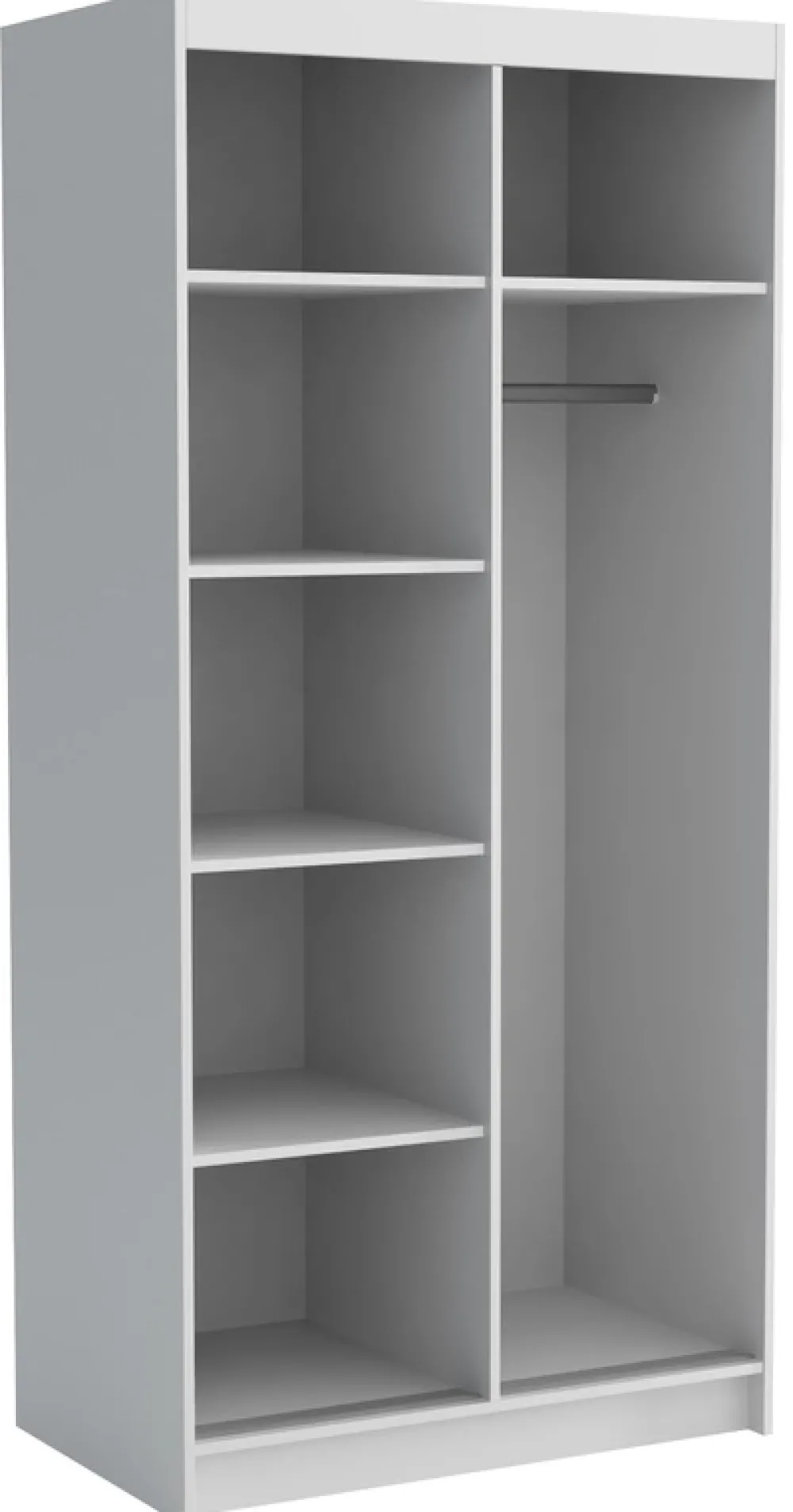 Meble Dla Dzieci|Meble Młodzieżowe>Meblohand Biała szafa przesuwna z lustrem 120 cm NASTE półki drążki biały