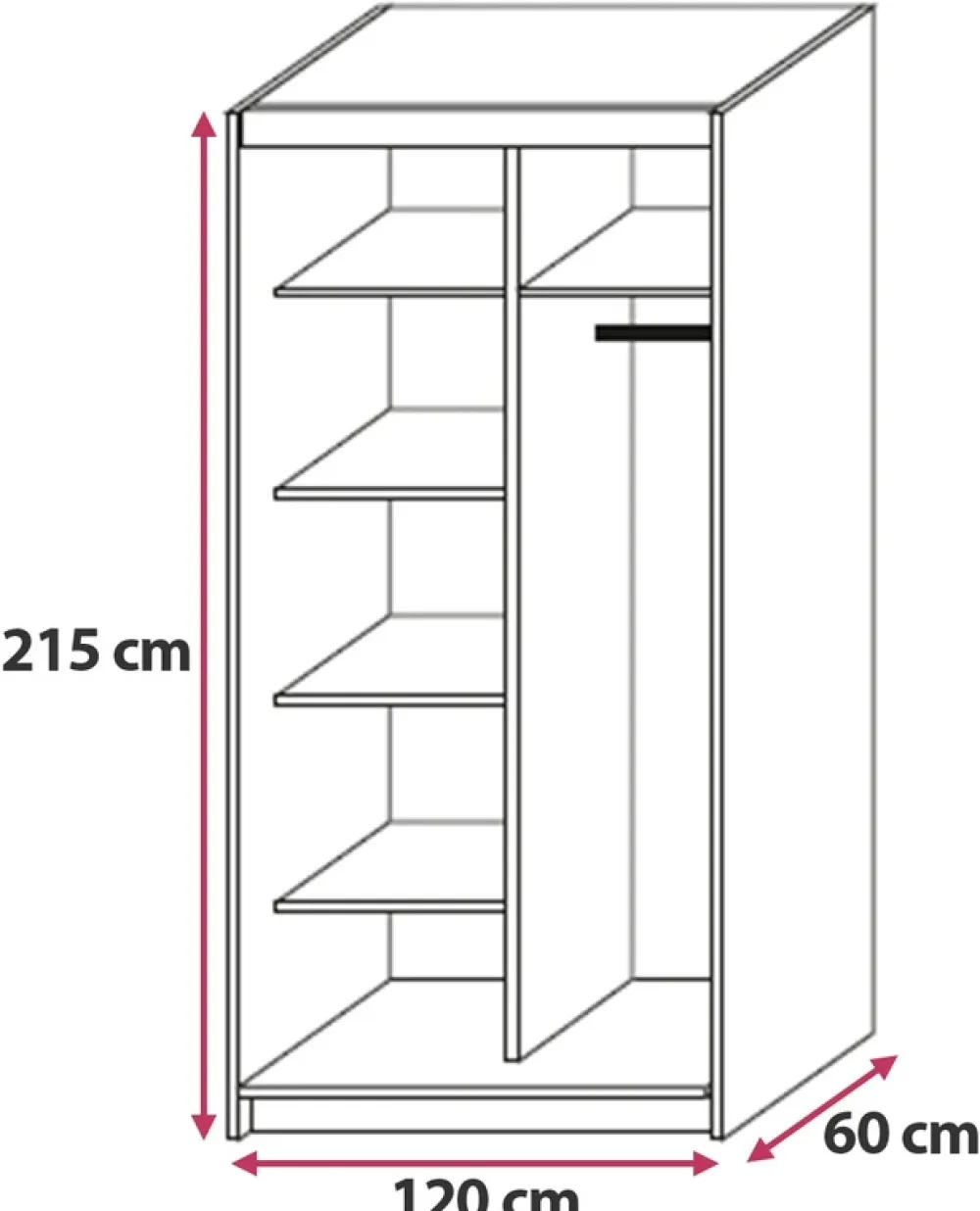 Meble Dla Dzieci|Meble Młodzieżowe>Meblohand Biała szafa przesuwna z lustrem 120 cm NASTE półki drążki biały