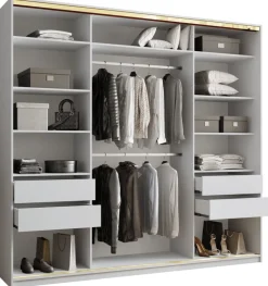 Zestawy Mebli Do Przedpokoju|Szafy Trzydrzwiowe>BROMARKT Biała szafa przesuwna z lustrem 250 cm GOLD NEW MAX biały