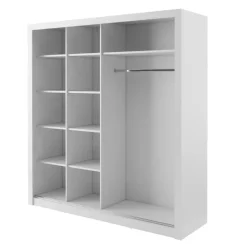 Szafy Dwudrzwiowe|Szafy Z Lustrem>lenart. Biała szafa przesuwna z lustrem 200 cm do sypialni IDEA