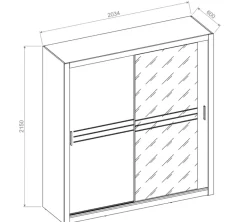 Szafy Dwudrzwiowe|Szafy Z Lustrem></noscript>lenart. Biała szafa przesuwna z lustrem 200 cm do sypialni IDEA