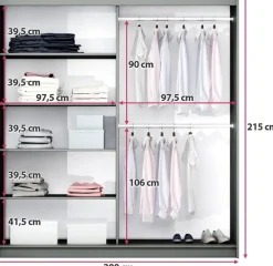 Szafy Dwudrzwiowe|Szafy Z Lustrem></noscript>Stolar Biała szafa przesuwna z lustrem 200 cm do pokoju VASCO biały