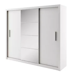 Zestawy Mebli Do Sypialni|Szafy Trzydrzwiowe>lenart. Biała szafa przesuwna z lustrem 250 cm do sypialni IDEA
