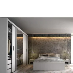 Zestawy Mebli Do Sypialni|Szafy Trzydrzwiowe></noscript>lenart. Biała szafa przesuwna z lustrem 250 cm do sypialni IDEA