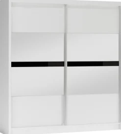 Szafy Dwudrzwiowe|Szafy Z Lustrem>Stolar Biała szafa przesuwna z półkami i lustrem 203 cm BREGO biały