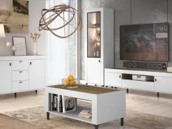 Meble Młodzieżowe|Zestawy Mebli Do Sypialni></noscript>DOLMAR Biała szafa trzydrzwiowa 137 cm z półkami i drążkiem MISTY biały