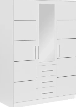 Meble Młodzieżowe|Zestawy Mebli Do Przedpokoju>Stolar Biała szafa trzydrzwiowa 147 cm z szufladami i półkami BILL biały