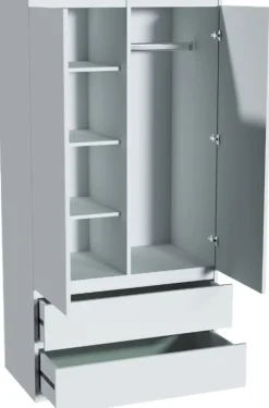 Meble Dla Dzieci|Meble Młodzieżowe>Meblohand Biała szafa uchylna 90 cm z szufladami i wieszakiem MONTEGO biały