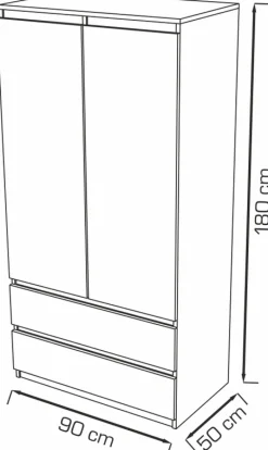 Meble Dla Dzieci|Meble Młodzieżowe></noscript>Meblohand Biała szafa uchylna 90 cm z szufladami i wieszakiem MONTEGO biały