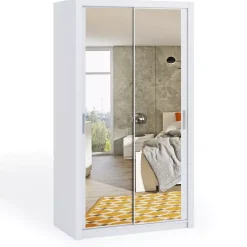 Zestawy Mebli Do Sypialni|Zestawy Mebli Do Przedpokoju>GiB Meble Biała szafa z lustrami 120 cm BELLA biały