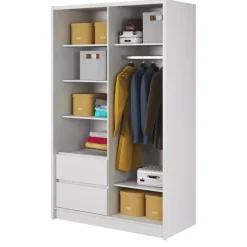 Zestawy Mebli Do Przedpokoju|Szafy Do Salonu>PIASKI Biała szafa z lustrem 130 cm MALTA biały