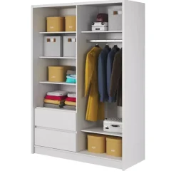 Szafy Do Przedpokoju|Szafy Do Salonu>PIASKI Biała szafa z lustrem 150 cm MALTA biały