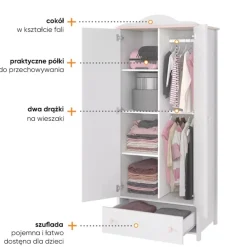 Meble Młodzieżowe|Meble Dla Dzieci></noscript>lenart. Biała szafa z półkami do pokoju dziecięcego 85 cm LUNA