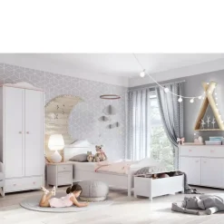 Meble Młodzieżowe|Meble Dla Dzieci></noscript>lenart. Biała szafa z półkami do pokoju dziecięcego 85 cm LUNA