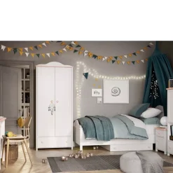 Meble Młodzieżowe|Meble Dla Dzieci></noscript>lenart. Biała szafa z półkami do pokoju dziecięcego 85 cm LUNA