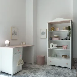 Meble Młodzieżowe|Meble Dla Dzieci></noscript>lenart. Biała szafa z półkami do pokoju dziecięcego 85 cm LUNA