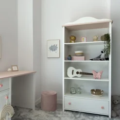 Meble Młodzieżowe|Meble Dla Dzieci></noscript>lenart. Biała szafa z półkami do pokoju dziecięcego 85 cm LUNA