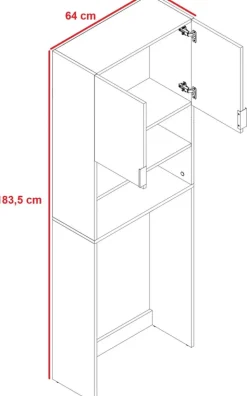 Szafki Łazienkowe>KIER Biała szafka nad pralkę 64 cm TREMO PLUS biały