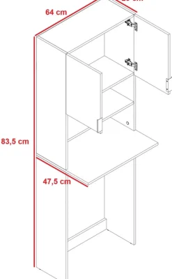 Szafki Łazienkowe>KIER Biała szafka nad pralkę z blatem 64 cm TREMO PLUS biały