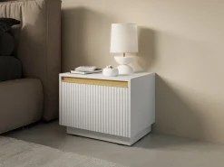 Szafki Nocne></noscript>PIASKI Biała szafka nocna 54 cm z szufladą do sypialni RAVO biały