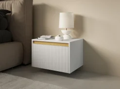 Szafki Nocne></noscript>PIASKI Biała szafka nocna 54 cm z szufladą do sypialni RAVO biały