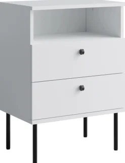 Szafki Nocne>MEBLOSIEK Biała szafka nocna do sypialni HIGHLANDER z szufladami biały