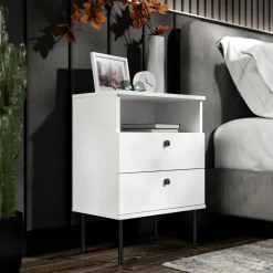 Szafki Nocne></noscript>MEBLOSIEK Biała szafka nocna do sypialni HIGHLANDER z szufladami biały