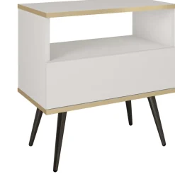 Szafki Nocne>PIASKI Biała szafka nocna z szufladą 54 cm na nóżkach ORVIETO biały