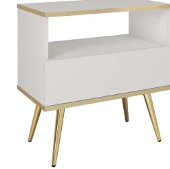 Zestawy Mebli Do Salonu|Szafki Nocne>PIASKI Biała szafka nocna z szufladą 54 cm do sypialni ORVIETO biały