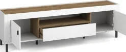 Zestawy Mebli Do Sypialni|Zestawy Mebli Do Salonu>DOLMAR Biała szafka pod telewizor 177 cm z drzwiami i szufladą MISTY biały