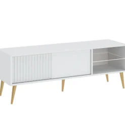 Zestawy Mebli Do Salonu|Szafki Rtv>INTER MEBLE Biała szafka pod telewizor RTV 135 cm na nóżkach BELLUNO biały