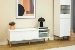 Zestawy Mebli Do Salonu|Szafki Rtv></noscript>INTER MEBLE Biała szafka pod telewizor RTV 135 cm na nóżkach BELLUNO biały