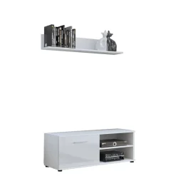 Szafki Rtv>Meblohand Biała szafka pod telewizor Cube XL połysk biały