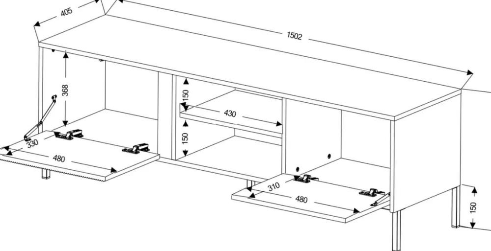 Szafki Rtv|Zestawy Mebli Do Salonu>JUREK Biała szafka RTV 150 cm nowoczesna do salonu MALEZJA biały