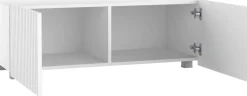 Szafki Rtv>GiB Meble Biała szafka RTV 100 cm nowoczesna z ryflowanymi frontami KORDIS biały