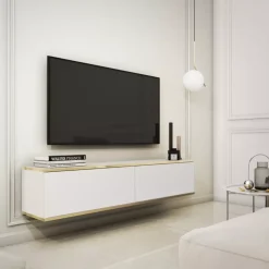 Zestawy Mebli Do Salonu|Szafki Rtv>PIASKI Biała szafka RTV 135 cm ORVIETO