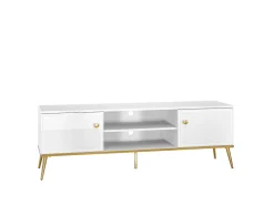 Szafki Rtv>ML Meble Biała szafka RTV pod telewizor do salonu GOLDIN biały połysk