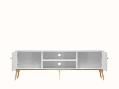 Szafki Rtv>ML Meble Biała szafka RTV pod telewizor do salonu GOLDIN biały połysk