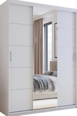 Meble Dla Dzieci|Meble Młodzieżowe>Meblohand Biała trzydrzwiowa szafa przesuwna z lustrem 150 cm HOT biały