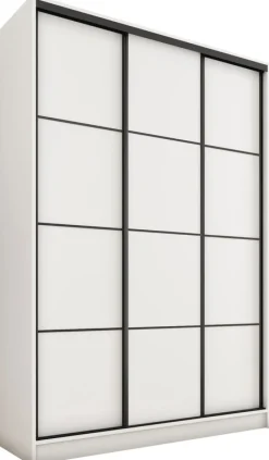 Szafy Trzydrzwiowe|Szafy Do Przedpokoju>BROMARKT Biała trzydrzwiowa szafa przesuwna 150 cm LOFT MAX z szufladami biały