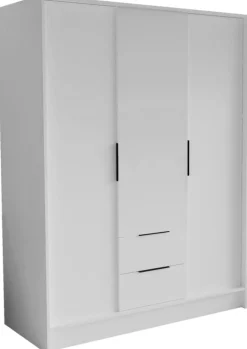 Szafy Trzydrzwiowe|Szafy Do Przedpokoju>Arton Biała trzydrzwiowa szafa uchylna 150 cm z półkami NUBIA