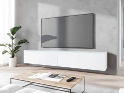 Szafki Rtv></noscript>BRATEX Biała wisząca szafka RTV 180 cm BROMI jodełka MDF biały